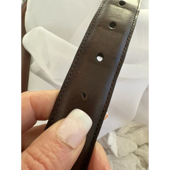 Saks Fifth Avenue Men’s 42 Brown Leather Dress Belt Aniline Kipskin Shoulder USA - Picture 4 of 8